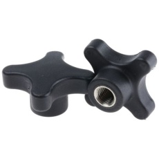 【702-7752】つまみノブ 4-Arm、M12 直径:60mm 黒