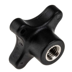 【702-7759】つまみノブ 4-Arm、M10 直径:50mm 黒