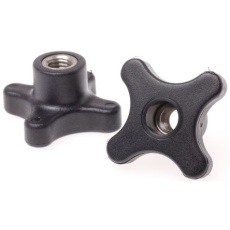 【702-7765】つまみノブ 4-Arm、M10 直径:50mm 黒
