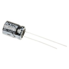 【711-0949】220μF、16V dc コンデンサ、ラジアル、スルーホール ±20%、-40℃～105℃