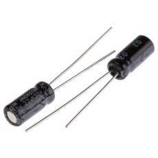 【711-1239】22μF、35V dc コンデンサ、ラジアル、スルーホール ±20%、-40℃～105℃