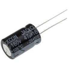 【711-1801】47μF、160V dc コンデンサ、ラジアル、スルーホール ±20%、-25℃～105℃