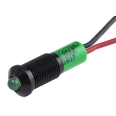 【722-7867】パイロットランプ、12V dc、緑、実装ホールサイズ:6mm