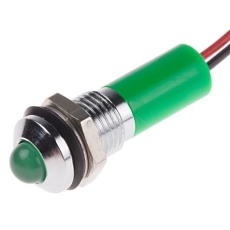【723-9457】パイロットランプ、12V dc、緑、実装ホールサイズ:8mm