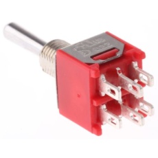 【734-7202】トグルスイッチ、On-On-On、DPDT、3 A @ 120 V ac、パネルマウント