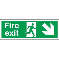 【763-1793】出口標識 Fire Exit 英語語 プラスチック 緑/白 450mm サイン x 150 mm