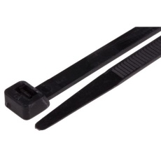 【811-1782】結束バンド、380mm x 7.6 mm、黒、ナイロン 66、100 個入り(100個入り)