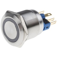 【811-8525】押しボタンスイッチ、ラッチ、SPDT、5 A @ 250 V ac、22mm パネルマウント、IP65、IP67