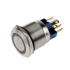 【811-8528】押しボタンスイッチ、ラッチ、SPDT、5 A @ 250 V ac、22mm パネルマウント、IP65、IP67