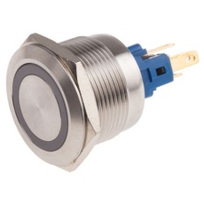 【811-8547】押しボタンスイッチ、モーメンタリ、SPDT、5 A @ 250 V ac、22mm パネルマウント、IP65、IP67