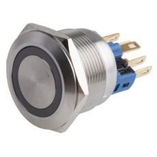 【811-8569】押しボタンスイッチ、モーメンタリ、SPDT、5 A @ 250 V ac、22mm パネルマウント、IP65、IP67