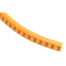 【812-1398】ケーブルマーカー、燈色地に黒、4mm、4 → 5mm(100個入り)