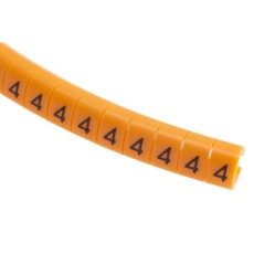 【812-1401】ケーブルマーカー、燈色地に黒、4mm、4 → 5mm(100個入り)