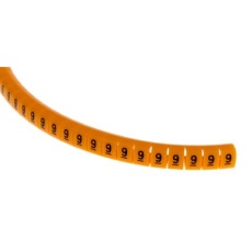 【812-1420】ケーブルマーカー、燈色地に黒、4mm、4 → 5mm(100個入り)
