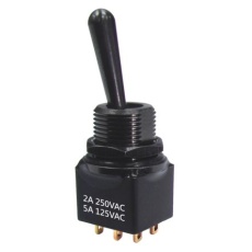【820-0514】トグルスイッチ、On-Off-(On)、DPDT、5 A @ 250 V ac、PCB