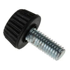 【830-4158】つまみノブ ローレット加工、M6 直径:15mm 黒