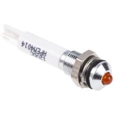【843-2420】パイロットランプ、10.8 → 13.2V dc、オレンジ、実装ホールサイズ:6mm