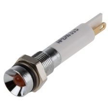 【843-2424】パイロットランプ、10.8 → 13.2V dc、オレンジ、実装ホールサイズ:6mm