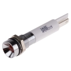 【843-2470】パイロットランプ、21.6 → 26.4V dc、オレンジ、実装ホールサイズ:8mm