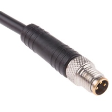 【877-1081】M8 → 未処理終端 センサアクチュエータケーブル、3 ピン、2m、シールドなし オス → PUR