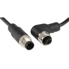 【877-1084】M12 → M12 センサアクチュエータケーブル、4 ピン、5m、シールドなし メス → オス PUR