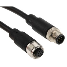 【877-1191】M12 → M12 センサアクチュエータケーブル、8 ピン、2m、シールドなし メス → オス ポリウレタン(PUR)