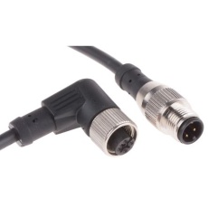 【877-1205】M12 → M12 センサアクチュエータケーブル、4 ピン、2m、シールドなし メス → オス PUR