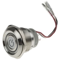 【877-1860】押しボタンスイッチ、モーメンタリ、DPDT、5 A @ 250 V ac、30.2mm パネルマウント、IP67