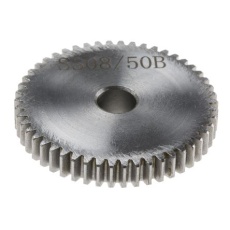 【878-7881】平歯車、モジュール 0.8、50歯、ボア内径:8mm、スチール