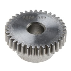【878-7884】平歯車、モジュール 0.8、35歯、ボア内径:8mm、スチール