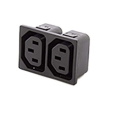 【896-2133】2 x C13 IECコネクタ、パネル取り付け、スナップイン取り付け、10A、250 V、メス、ファストン