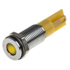 【913-2689】パイロットランプ、6V dc、黄、実装ホールサイズ:8mm