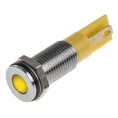 【913-2698】パイロットランプ、12V dc、黄、実装ホールサイズ:8mm