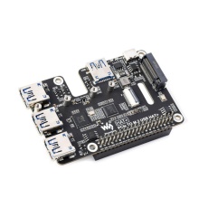 【WAVESHARE-31436】Waveshare Raspberry Pi 5用 PCIe - M.2 NVMe/4ch USB 3.2変換HAT+