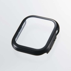 【AW-25AFCGPBK】Apple Watch 46mm/フルカバーケース/プレミアムガラス/高透明/メタリック/ブラック