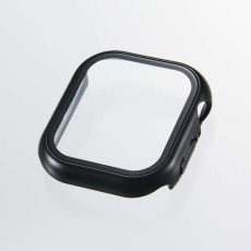 【AW-25BFCGPBK】Apple Watch 42mm/フルカバーケース/プレミアムガラス/高透明/メタリック/ブラック