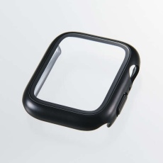 【AW-25DFCGPBK】Apple Watch 44mm/フルカバーケース/プレミアムガラス/高透明/メタリック/ブラック