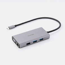 【DST-101BPSV】Type-Cドッキングステーション/USB PD対応/10Gpbs/USB-A×3/USB-C×1/HDMI×1/VGA×1/SD+microSD/LAN/3.5φ/シルバー
