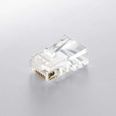 【LD-RJ45T100V2】RJ45中継コネクタ/Cat5e対応/単線.ヨリ線両対応/ツメ折れ防止/100個入/ハーフクリア