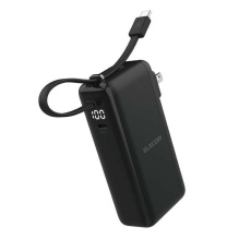 【DE-AC15-10000BK】AC充電器・USB Type-Cケーブル一体モバイルバッテリー(10000mAh)