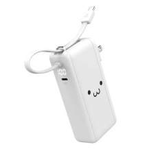 【DE-AC15-10000WF】AC充電器・USB Type-Cケーブル一体モバイルバッテリー(10000mAh)