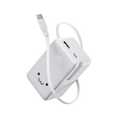 【DE-C80L-10000WF】巻き取り式ケーブル一体型モバイルバッテリー(10000mAh/22.5W)