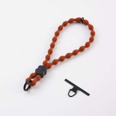 【P-STHFLDR】スマホハンドストラップ/伸縮/こぶ紐/軽量/反射糸/ステンレスストラップホールシート付属(1口タイプ×1枚)/オレンジ P-STHFLDR