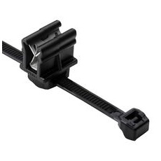 【156-00870 T50SOSEC10-PA66HS/PA66HIRHS-BK】OUTSIDE SERRATED CABLE TIE & EDGE CLIP 6.0 LONG EC10 1 3 MM PANEL 50LB PA66HS BLACK 500/PKG 75Y4289
