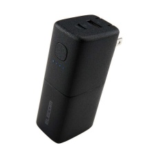 【DE-AC14-5000BK】AC充電器一体モバイルバッテリー(5000mAh/30W/C×1+A×1)