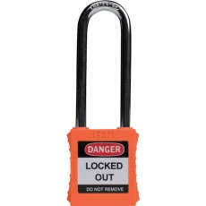 【044906】IFAM ロックアウト用南京錠 スチール製シャックル(ツル長) オレンジ
