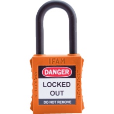 【044920】IFAM ロックアウト用南京錠 ナイロン製シャックル オレンジ