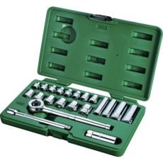【09524】SATA 6角ソケットレンチセット 差込角9.5mm(22点)