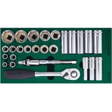 【09903】SATA 1/2”DRソケットレンチセット(6角タイプ)トレー入り
