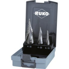 【101026ERO】RUKO 2枚刃スパイラルステップドリルセット 3本組 コバルトハイス